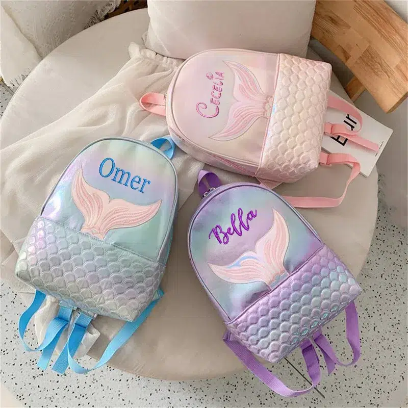 Sjöjungfru Ryggsäck med Glittrande Detaljer Sac à Dos Sirène École Maternelle