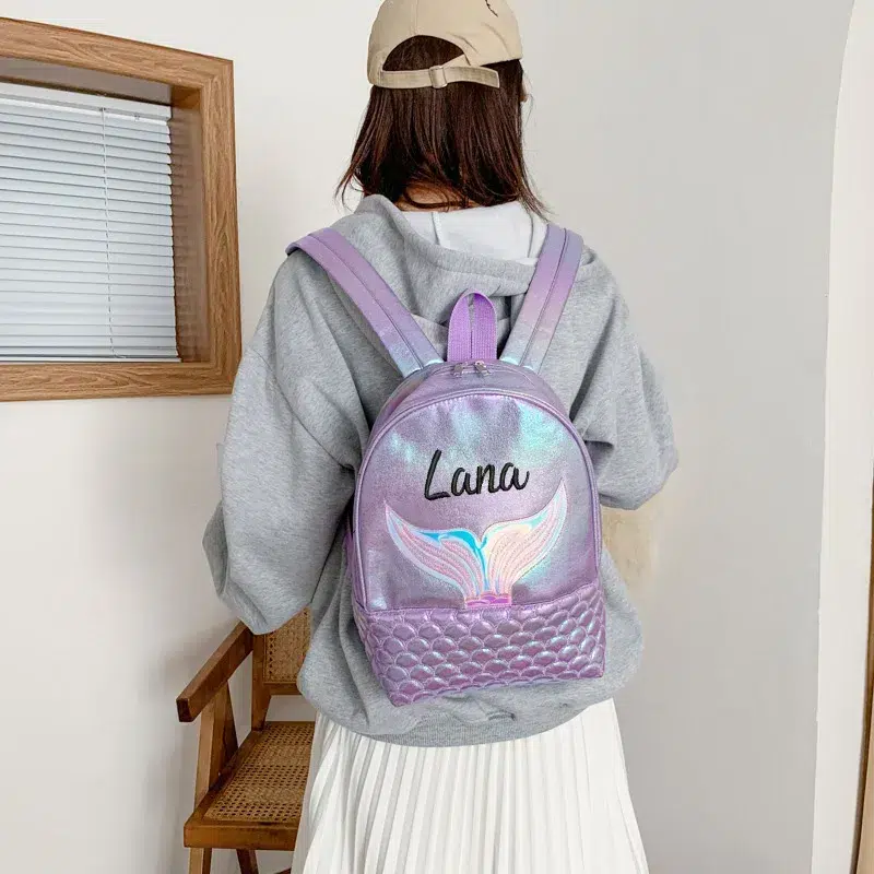 Sjöjungfru Ryggsäck med Glittrande Detaljer Sac à Dos Sirène École Maternelle