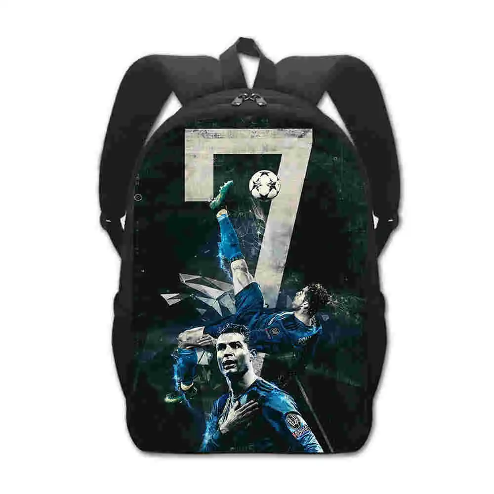 Fotbollsryggsäck svart med spelare och siffran 7 Sac scolaire CR7