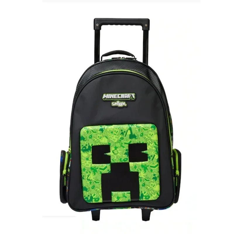 Minecraft Rullväska Svart och Grön Creeper Cartable à Roulettes Minecraft Pour Enfant