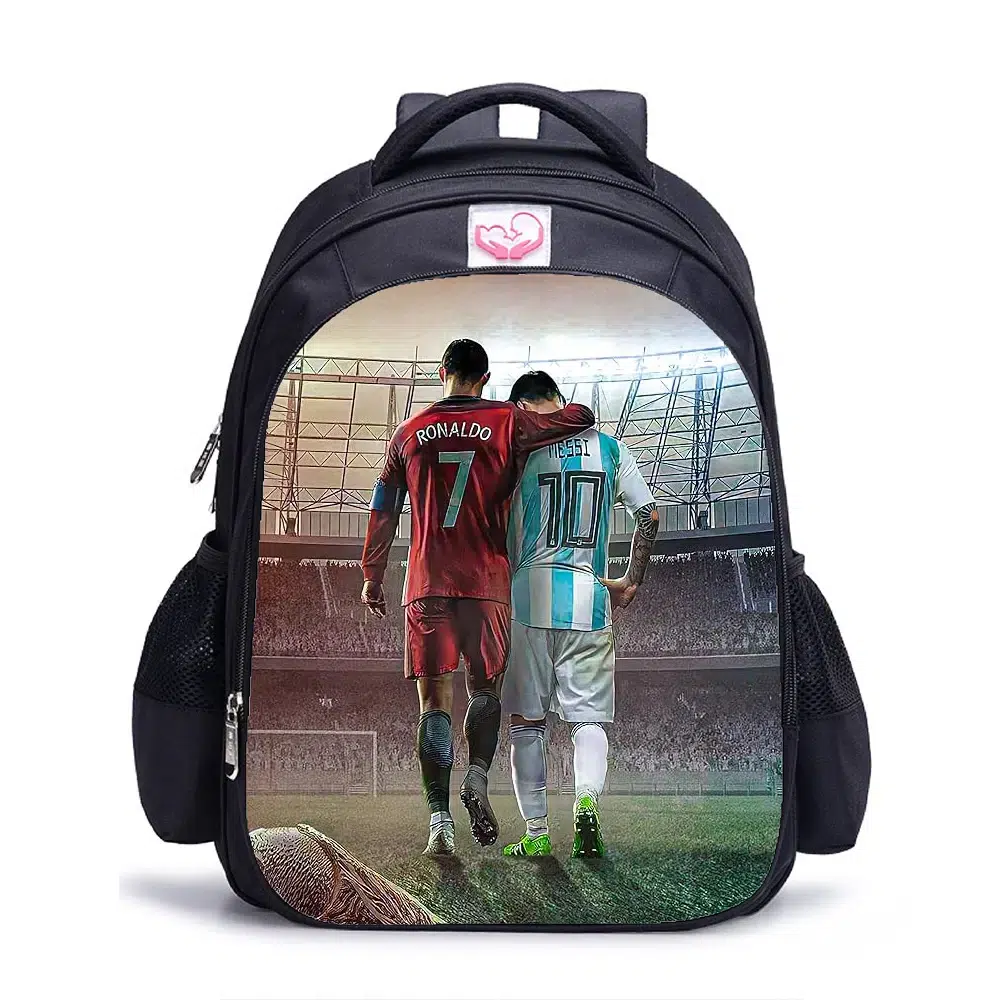 Fotbollsryggsäck med Ronaldo och Messi-design Cartable Cours Scolaires Messi