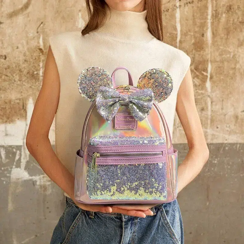 Minnie Mouse Ryggsäck för Barn Iriserande Cartable en Cuir Minnie