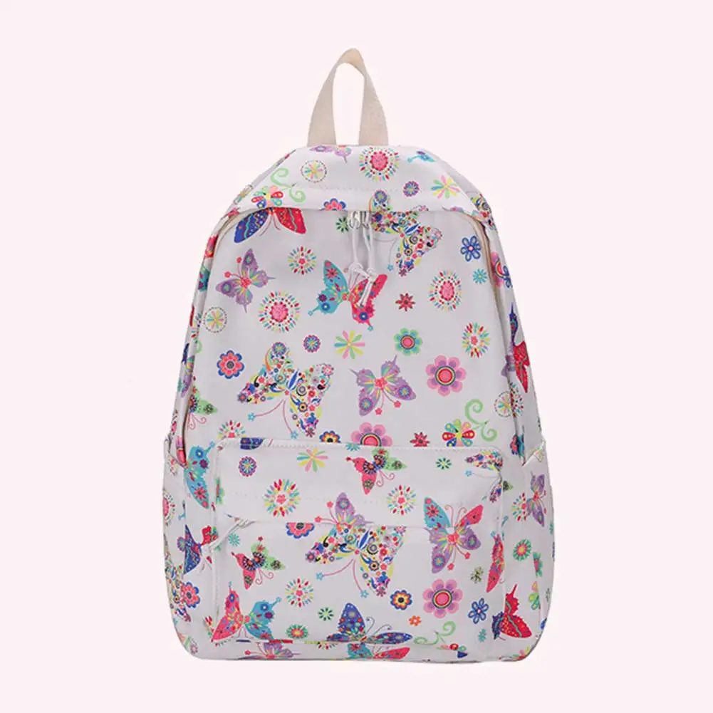 Ryggsäck med fjärilar och blommor Sac Scolaire Papillon Pour Fille