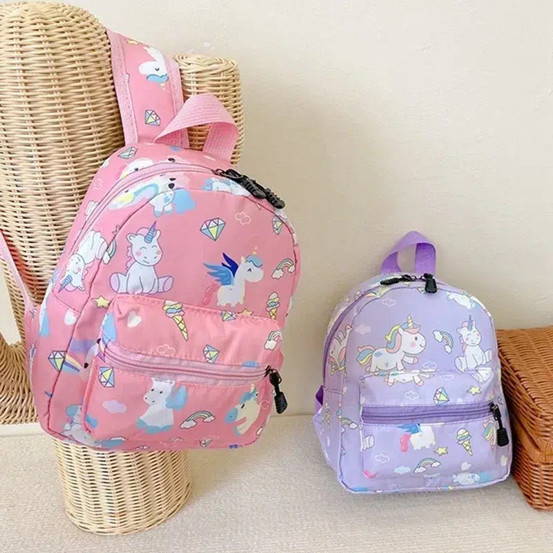 Rosa och lila enhörningsryggsäck för barn Sac Licorne Imperméable