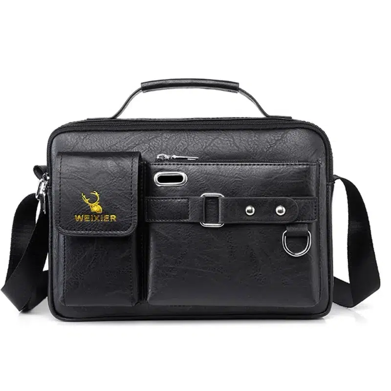 Elegant rektangulär läderväska med fickor Petit Cartable en Cuir PU