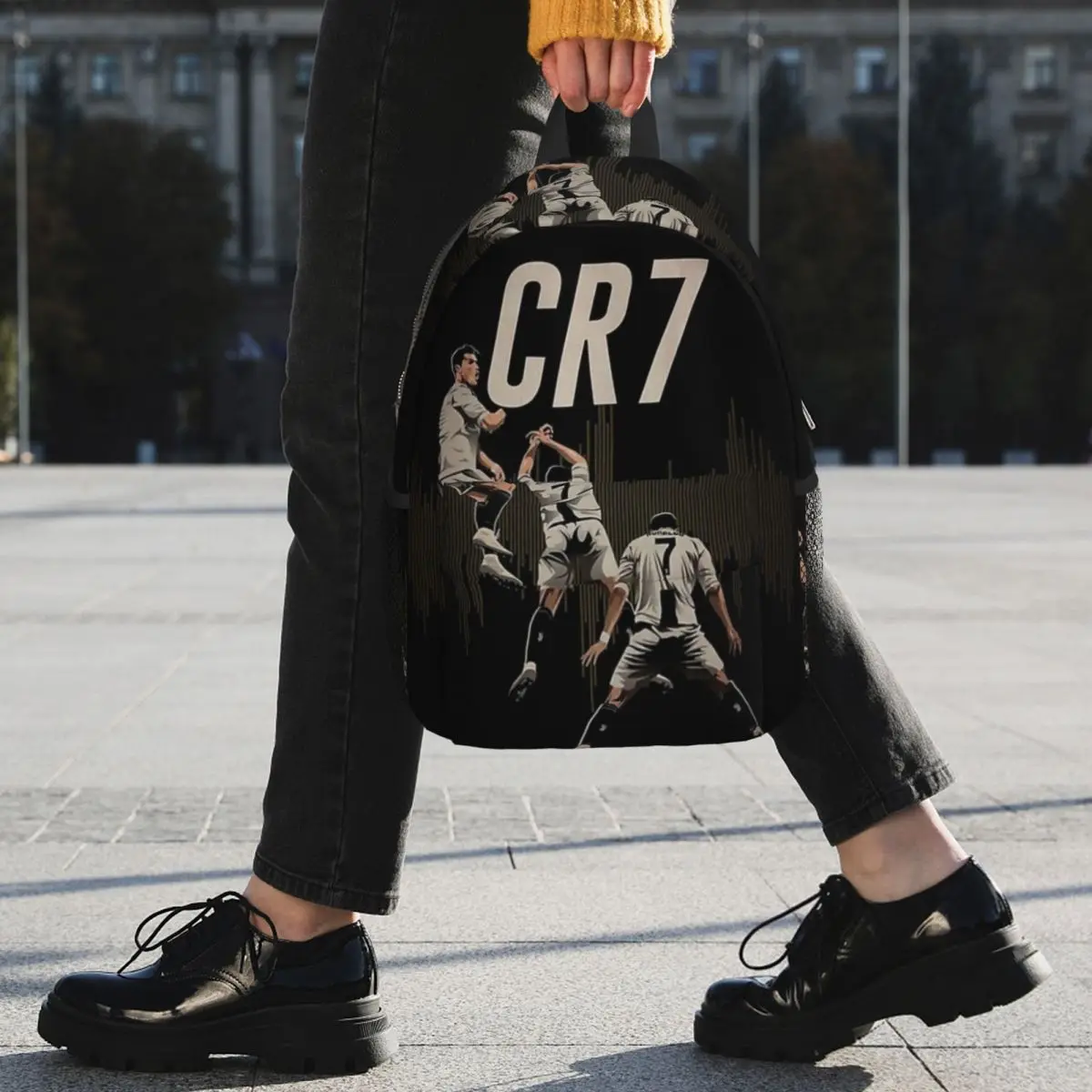 Ryggsäck Fotboll CR7 Svart och Vit Sac Scolaire CR7 Pour Enfant
