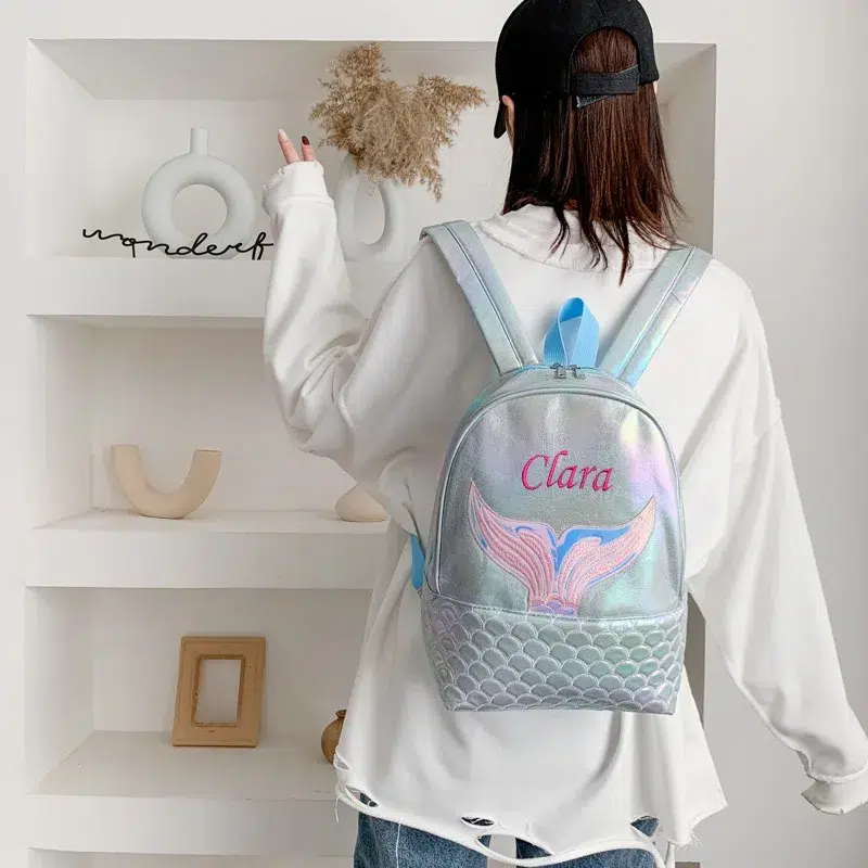Sjöjungfru Ryggsäck med Glittrande Detaljer Sac à Dos Sirène École Maternelle