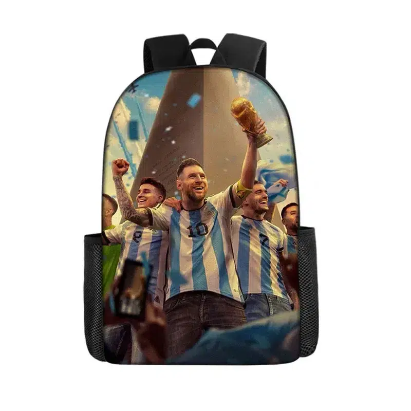 Ryggsäck Fotboll Blå Vit Design Barn Cartable Messi École