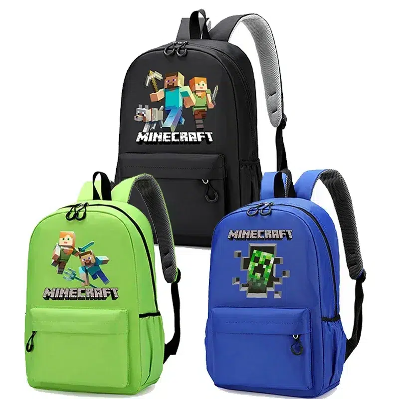 Minecraft Ryggsäck med Creeper och Figurer Cartable Minecraft Enfant
