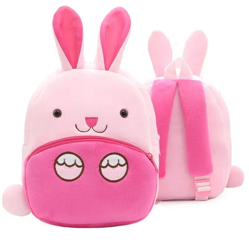 Rosa ryggsäck barn med kaninöron Cartable Lapin Rose pour Fille