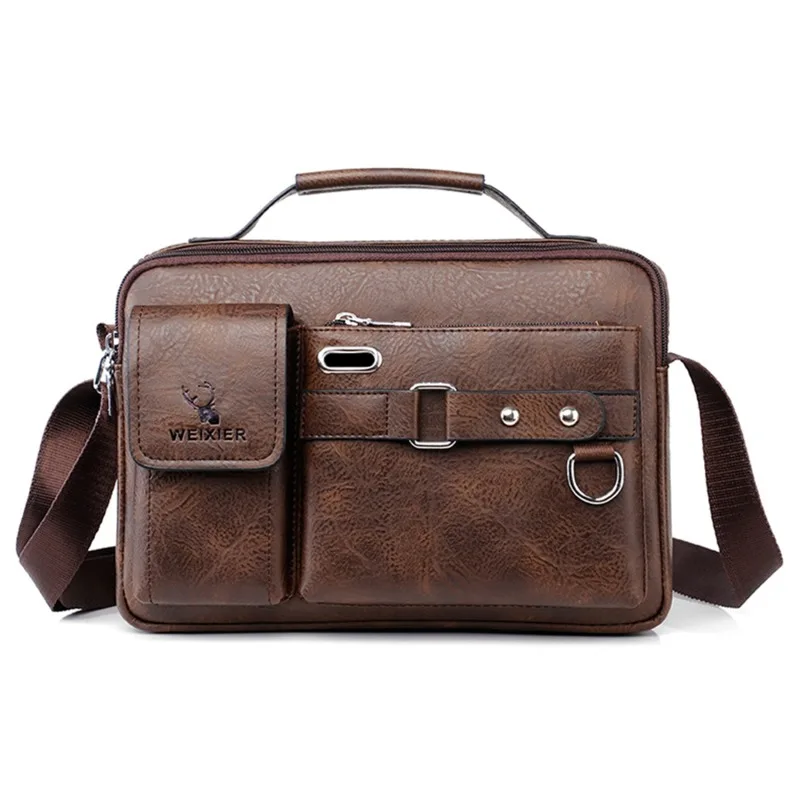 Elegant rektangulär läderväska med fickor Petit Cartable en Cuir PU