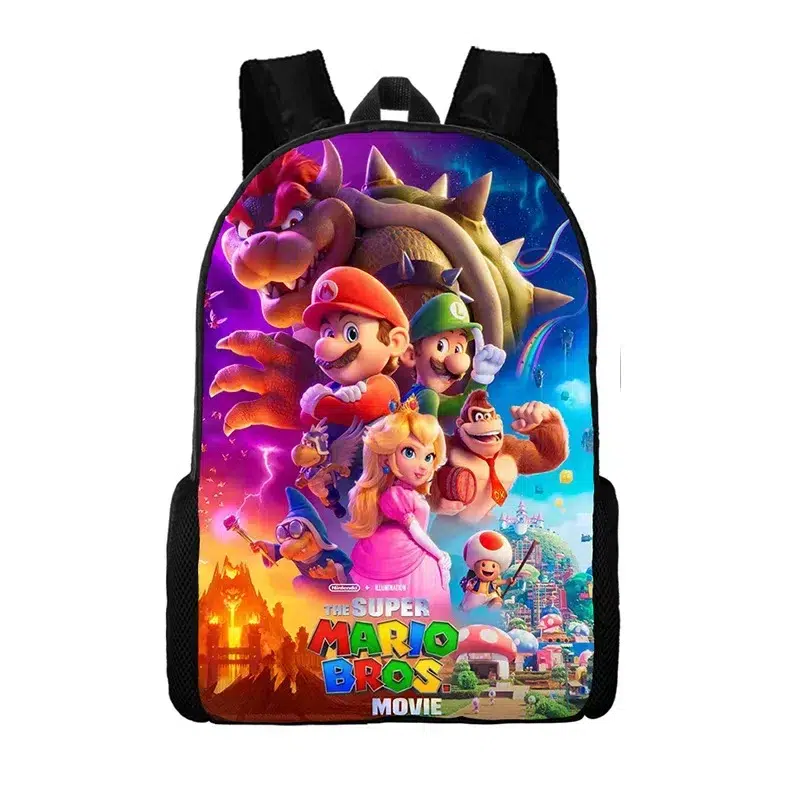Super Mario Ryggsäck med Färgglada Karaktärer Sac à Dos Mario Primaire