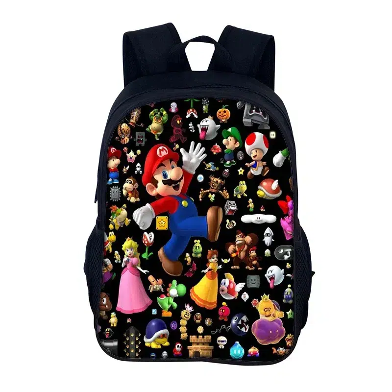Ryggsäck Super Mario Svart Flerfigurer Cartable Super Mario Garçon