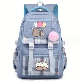 Cartable Bleu Chat Kawaii